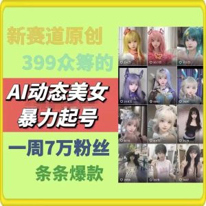 AI动态美女暴力起号，新赛道原创作品，条条爆款，一周7万粉丝-木子聊项目