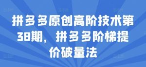 拼多多原创高阶技术第38期，拼多多阶梯提价破量法-木子聊项目