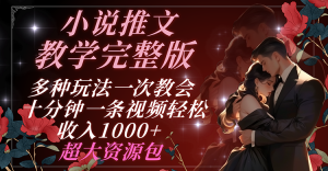 小说推文教学完整版 多种玩法一次教会 十分钟一条视频轻松收入1000+ 超大资源包-木子聊项目