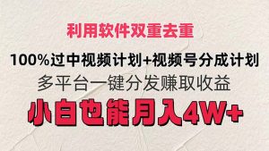 （11862期）利用软件双重去重，100%过中视频+视频号分成计划小白也可以月入4W+-木子聊项目