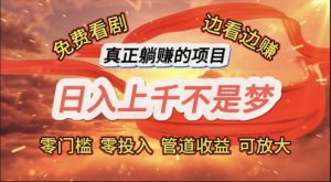 （11866期）免费看剧，边看边赚，日入上千不是梦，一个真正的躺赚项目-木子聊项目
