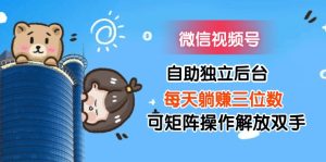 （11910期）微信视频号自助独立后台每天躺赚三位数可矩阵操作解放双手-木子聊项目