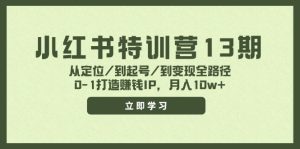 （11963期）小红书特训营13期，从定位/到起号/到变现全路径，0-1打造赚钱IP，月入10w+-木子聊项目