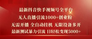 最新抖音快手视频号全平台无人直播引流1000+精准创业粉,日轻松变现5k+【揭秘】-木子聊项目