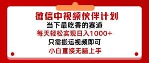 （12017期）微信中视频伙伴计划，仅靠搬运就能轻松实现日入500+，关键操作还简单，…-木子聊项目