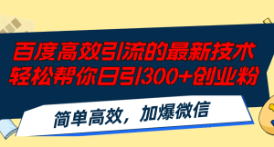 （12064期）百度高效引流的最新技术,轻松帮你日引300+创业粉,简单高效，加爆微信-木子聊项目
