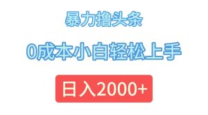 （12068期）暴力撸头条，0成本小白轻松上手，日入2000+-木子聊项目