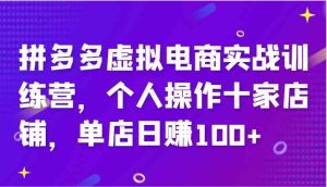 拼多多虚拟电商实战训练营，个人操作十家店铺，单店日赚100+-木子聊项目