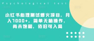小红书心理测试爆火项目，月入7000+，简单无脑操作，尚未饱和，依旧可入局-木子聊项目
