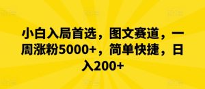 小白入局首选，图文赛道，一周涨粉5000+，简单快捷，日入200+-木子聊项目