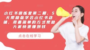 小红书训练营第二期，5天帮助你学会小红书店铺，用最简单的方式帮助大家快速赚到钱-木子聊项目
