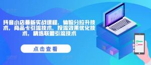 抖音小店最新实战课程,体验分拉升技术,商品卡引流技术,投流效果优化技术,精选联盟引流技术-木子聊项目