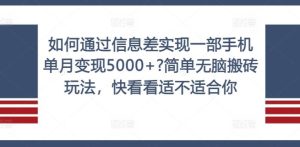 如何通过信息差实现一部手机单月变现5000+?简单无脑搬砖玩法，快看看适不适合你【揭秘】-木子聊项目