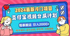 （12407期）2024最新冷门项目！支付宝视频分成计划，直接粗暴搬运，日入2000+，有…-木子聊项目