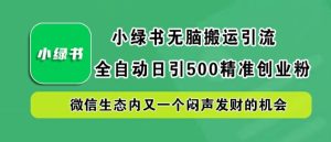 小绿书无脑搬运引流，全自动日引500精准创业粉，微信生态内又一个闷声发财的机会【揭秘】-木子聊项目