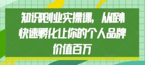 知识IP创业实操课,从0到1快速孵化让你的个人品牌价值百万-木子聊项目