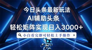 （13683期）今日头条最新玩法，思路简单，AI辅助，复制粘贴轻松矩阵日入3000+-木子聊项目