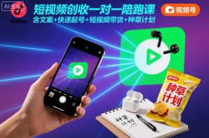 短视频创收一对一陪跑课,含文案+快速起号+短视频带货+种草计划-木子聊项目