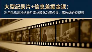 大型纪录片+信息差掘金课：利用信息差将纪录片素材转化为高传播、高收益的短视频-木子聊项目