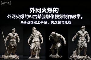 外网火爆的AI古希腊雕像视频制作教学，0基础也能上手做，快速起号涨粉-木子聊项目