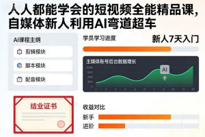 人人都能学会的短视频全能精品课,自媒体新人利用AI弯道超车-木子聊项目