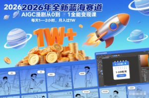 2026年全新蓝海赛道AIGC漫剧从0到1全能变现课,每天1—2小时,月入过1W-木子聊项目