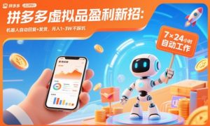 拼多多虚拟品盈利新招：机器人自动回复+发货，月入1-3W不踩坑【揭秘】-木子聊项目