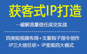 获客型IP打造，破解流量信任成，四类短视频布局+文案钩子指令创作IP三大信任状+IP变现四大模式-木子聊项目
