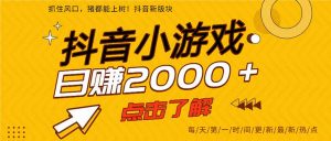 2025年爆火的抖音小游戏项目，一部手机日入2000+-木子聊项目