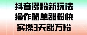抖音涨粉新玩法，操作简单涨粉快，实操3天涨万粉-木子聊项目