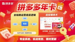 拼多多年卡,拼多多全链路运营底层逻辑,超级爆单术【更新12月】-木子聊项目