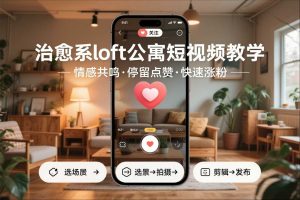 治愈系loft公寓短视频制作教学，情感共鸣引停留点赞关注，快速起号涨粉-木子聊项目