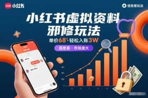 小红书虚拟资料邪修玩法，单价68，轻松入账3W，信息差玩法，市场庞大-木子聊项目