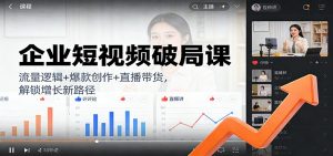 企业短视频破局课：流量逻辑+爆款创作+直播带货，解锁增长新路径-木子聊项目