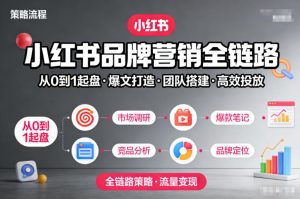 小红书品牌营销全链路,从0到1起盘、爆文打造、团队搭建到高效投放的全链路策略-木子聊项目