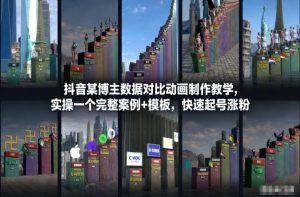 抖音某博主数据对比动画制作教学，实操完整案例+模板，快速起号涨粉-木子聊项目
