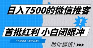 日入7500的微信推客，首批红利，自用省钱、分享赚钱，0门槛小白闭眼冲！-木子聊项目