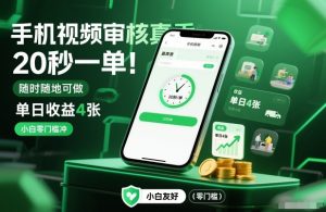 手机视频审核真香！20秒一单，随时随地可做，单日收益4张，小白零门槛冲【揭秘】-木子聊项目