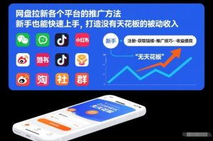 网盘拉新各个平台的推广方法,新手也能快速上手,打造没有天花板的被动收入-木子聊项目