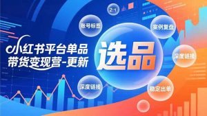 小红书平台单品带货变现营-更新，极致选品、账号标签、案例复盘，深度链接，快速启动稳定出单-木子聊项目