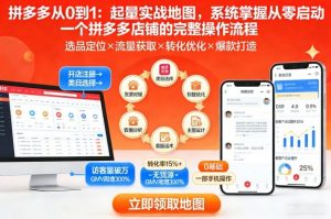 拼多多从0到1：起量实战地图，系统掌握从零启动一个拼多多店铺的完整操作流程-木子聊项目