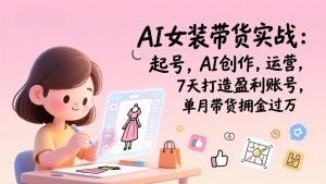 AI女装带货实战：起号，AI创作，运营，7天打造盈利账号，单月带货佣金过万-木子聊项目