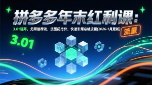 拼多多年末红利课:3.01矩阵,无限推荐流,洗图防比价,快速引爆店铺流量(2026-1月更新-木子聊项目
