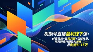 视频号直播盈利线下课:付费投流+三频共振+私域升单,两天两夜打通盈利闭环,月利润5-15万-木子聊项目