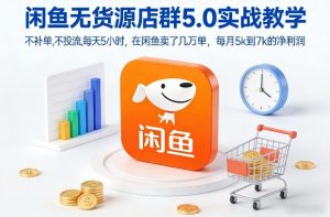 闲鱼无货源店群5.0实战教学,不补单,不投流,每天5小时,在闲鱼卖了几万单,每月5k到7k的净利润-木子聊项目