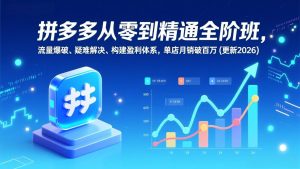 拼多多从零到精通全阶班,流量爆破、疑难解决,构建盈利体系,单店月销破百万(更新2026-木子聊项目