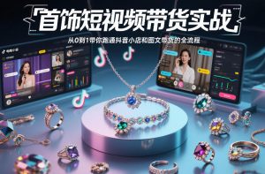 首饰短视频带货实战，从0到1带你跑通抖音小店和图文带货的全流程-木子聊项目