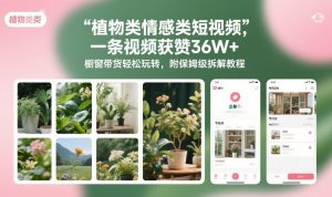 植物类情感类短视频，一条视频获赞36W+，橱窗带货轻松玩转，附保姆级拆解教程-木子聊项目