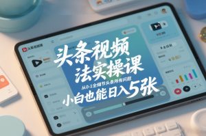 头条视频玩法实操课，从0-1全细节头条所有问题，小白也能日入5张-木子聊项目
