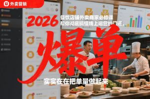 2026餐饮店铺外卖商家必修课，帮你彻底搞懂线上运营的门道，实实在在把单量做起来-木子聊项目